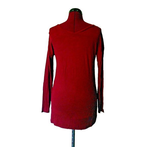 HIPPIE ROSE The Cozy Tee Top Size XS Dixie Garnet V Neck Long Sleeve - Picture 2 of 7